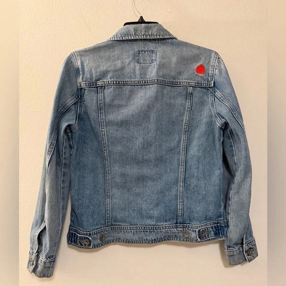 Embroidered Denim Jean Jacket Bae Area Daisy & Heart - Picture 3 of 8
